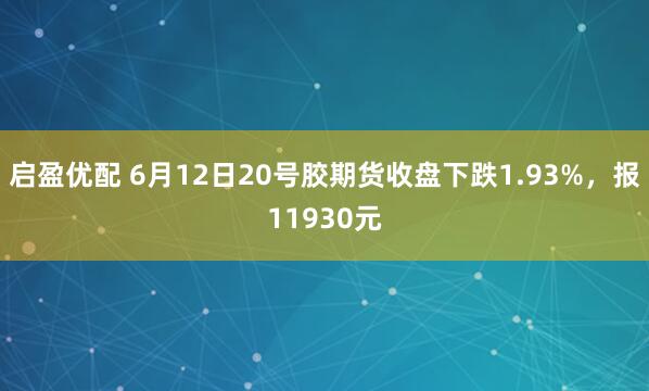 启盈优配 6月12日20号胶期货收盘下跌1.93%，报11930元